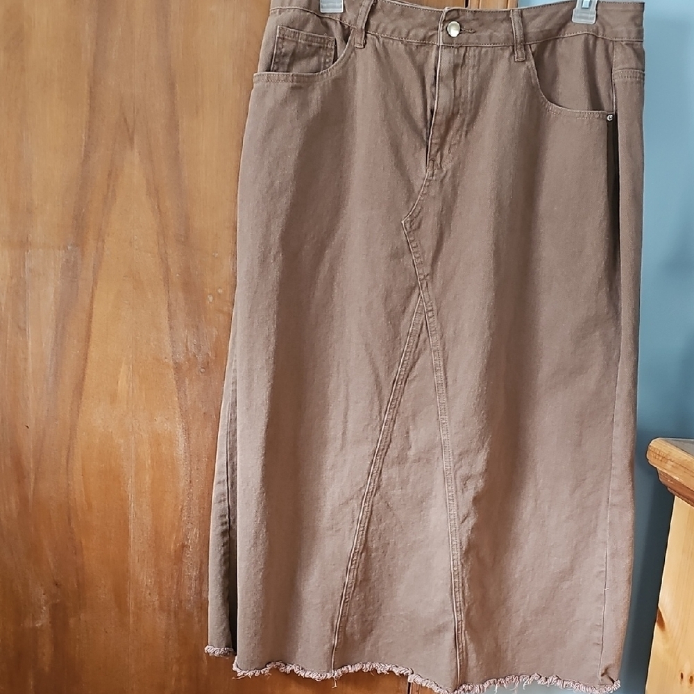 Shein Brown Denim Skirt